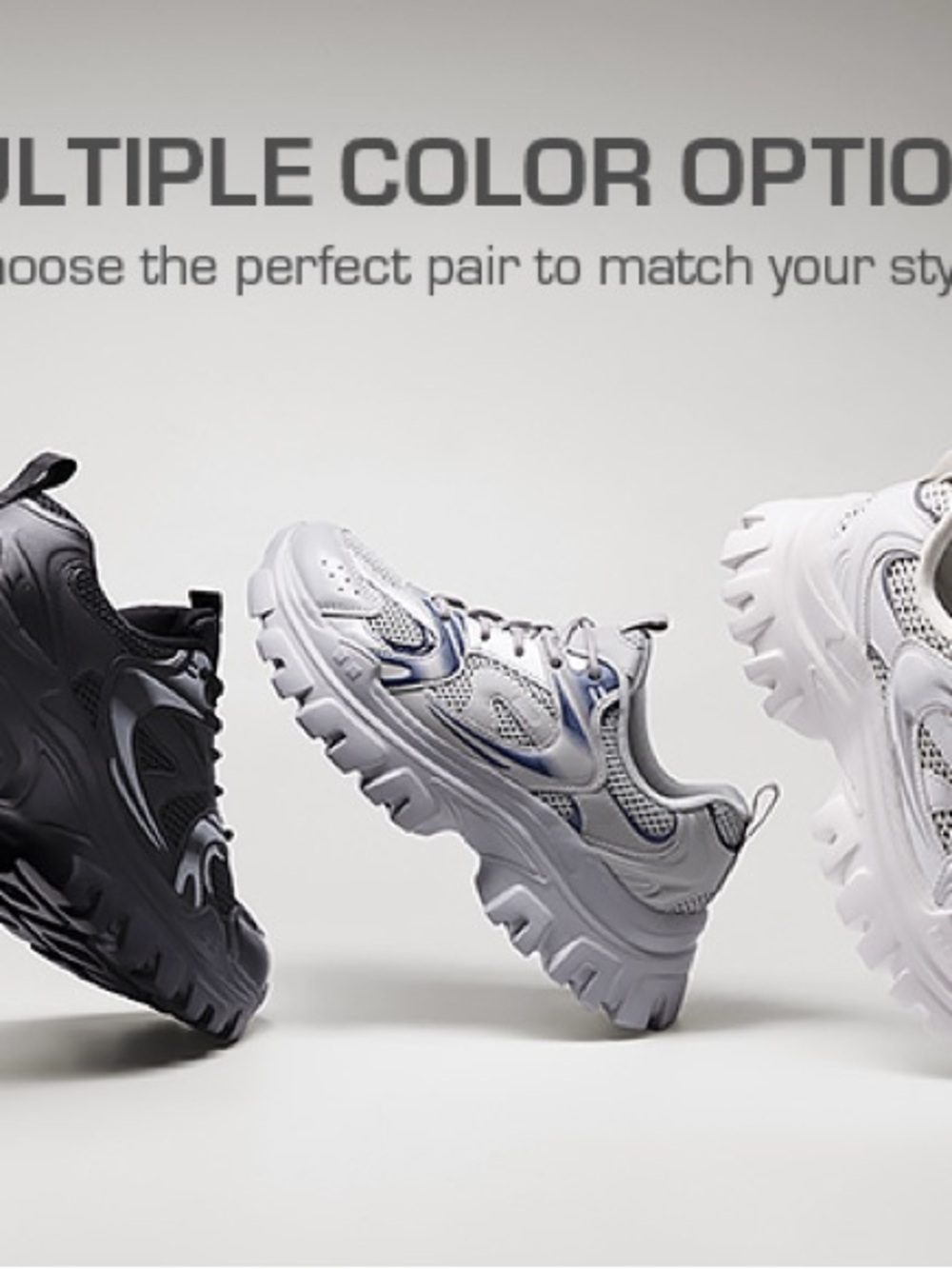 Dream Pairs Black Chunky Trail Sneakers